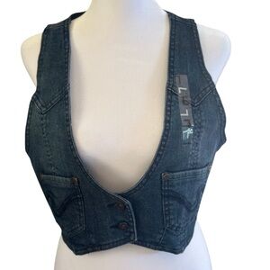 Anchor Blue Denim Cropped Vest